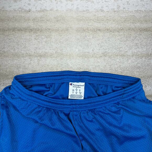 Champion Gym Shorts Blue Polyester Embroidered Logo Mesh 8" Inseam - Picture 4 of 4